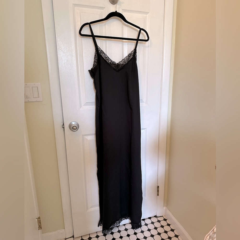 Black maxi slip dress